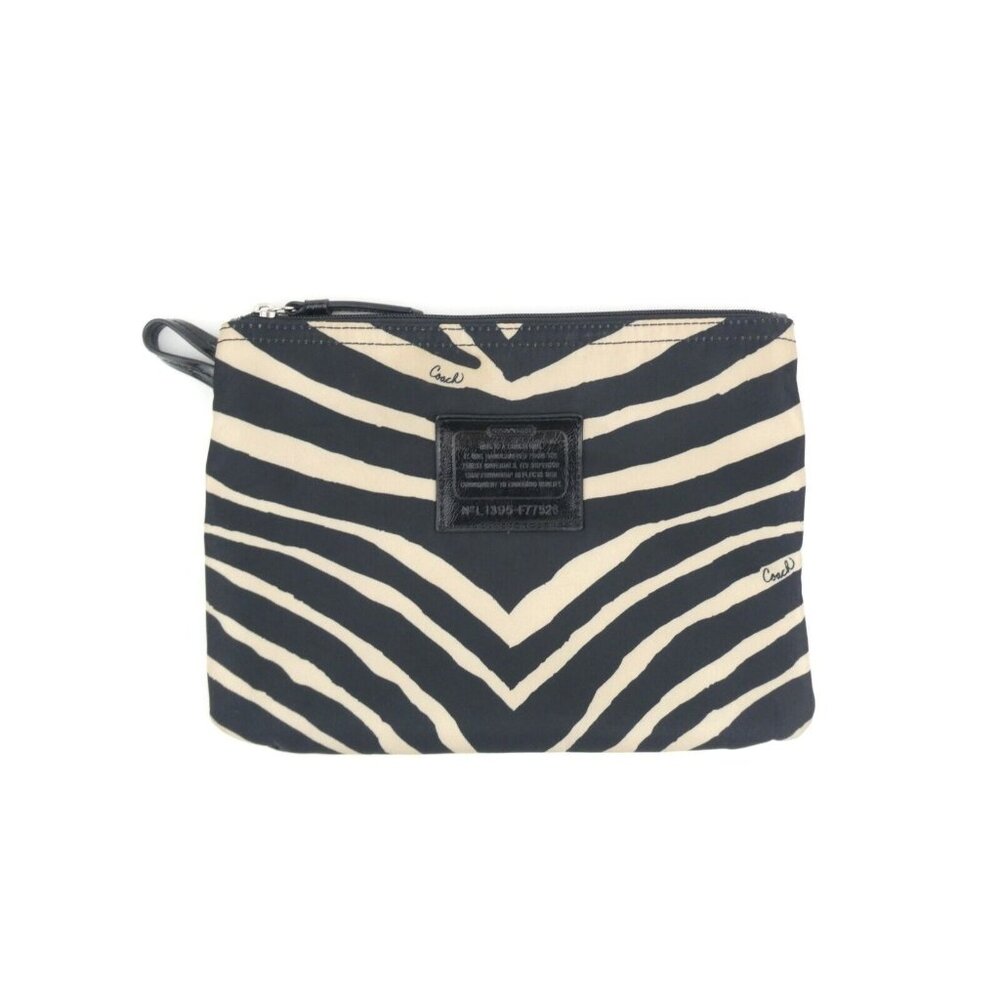 Coach Black Tan Zebra Print Snap‎ Multifunction Pocket (Pocket Only) F77526